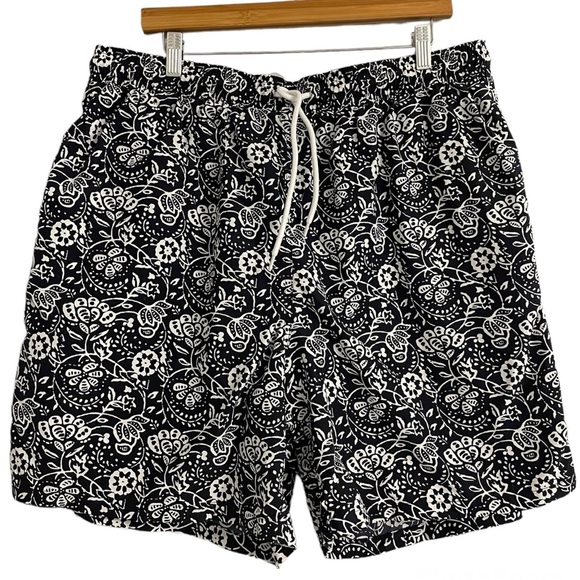 Brooks Brothers Other - Brooks Brothers Navy Blue and White Floral Patterned Swim Trunks